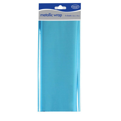 County Metallic Wrapping Paper (Pack of 4) Blue (One Size)