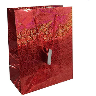 County Stationery Holographic Gift Bag (Pack of 12) Red (XL)