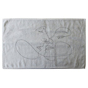 couple kiss in line art (Bath Towel) / Default Title