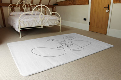 Couple Kiss In Line Art Designer Special Soft Home Rug