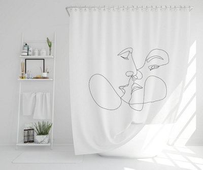 couple kiss in line art (Shower Curtain) / Default Title Price Comparisons | Compare The Build