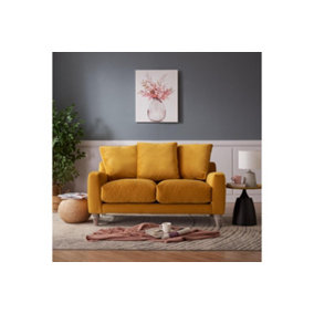 Covent 2 Seater Sofa With Scatter Back Cushions, Mustard Velvet