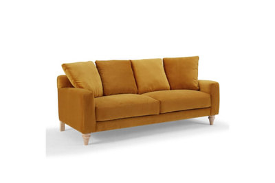 Covent 3 Seater Sofa With Scatter Back Cushions, Mustard Velvet