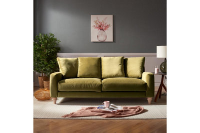 Olive green velvet deals couch