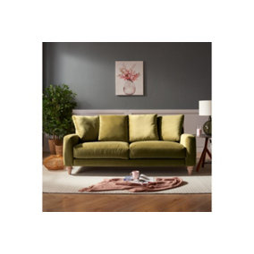 Covent 3 Seater Sofa With Scatter Back Cushions, Olive Green Velvet