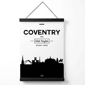 Coventry Black and White City Skyline Medium Poster with Black Hanger