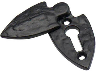 Covered Keyhole Escutcheon Black Antique Fleur-de-LYS Design