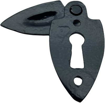 Covered Keyhole Escutcheon Black Antique Fleur-de-LYS Design