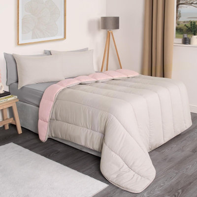 Coverless 10.5 Tog Duvet & Pillowcase, Blush/Grey - Double