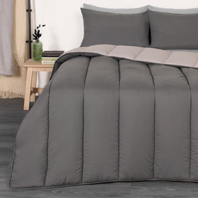 Coverless 10.5 Tog Duvet & Pillowcase, Grey/Silver - Double