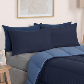 Coverless 10.5 Tog Duvet & Pillowcase, Navy/Blue - Single