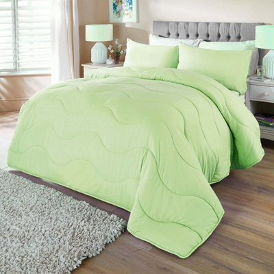 Coverless Duvet with Built-in Super-Soft Peach Skin Cover - Easy Care Hollowfibre Filling - Duvet only - King - Mint Green