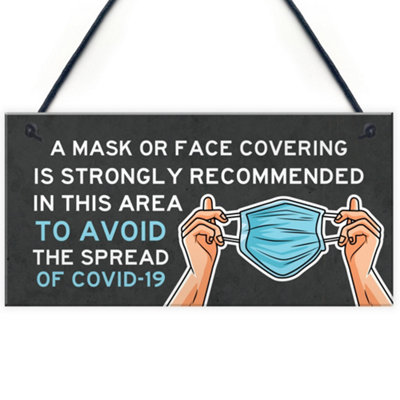 COVID 19 Hanging Door Sign Corona Wear Mask WARNING SIGN Instruction Plaque