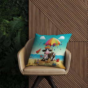 Cow On A Beach Holiday Outdoor Cushion 60cm x 60cm