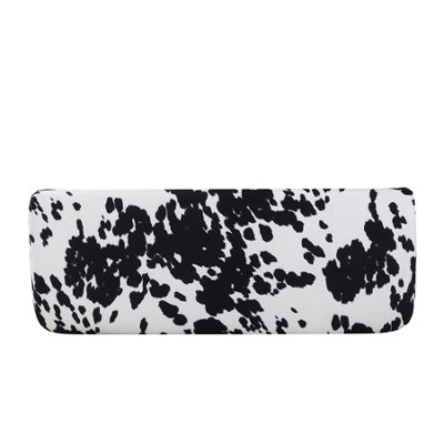 Cow Print Velvet Upholstered Storage Ottoman Bench Bed End Bench with Rubberwood Legs W 1100 x D 440 x H 460 mm