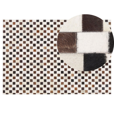 Cowhide Area Rug 140 x 200 cm Beige and Brown KAYABEY