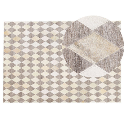 Cowhide Area Rug 140 x 200 cm Beige and Brown SESLICE