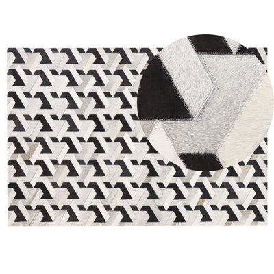 Cowhide Area Rug 140 x 200 cm Black and Grey NARMAN