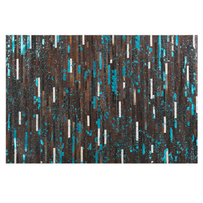 Cowhide Area Rug 140 x 200 cm Brown and Blue KISIR