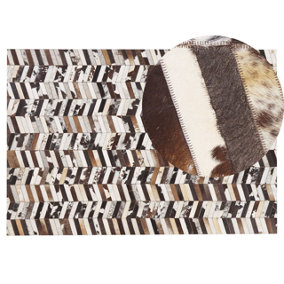 Cowhide Area Rug 140 x 200 cm Brown and White AKYELE