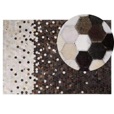 Cowhide Area Rug 140 x 200 cm Brown with Beige EYIM