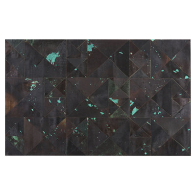 Cowhide Area Rug 140 x 200 cm Brown with Turquoise ATALAN