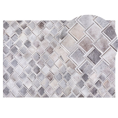 Cowhide Area Rug 140 x 200 cm Grey AGACLI