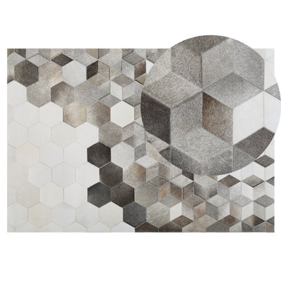 Cowhide Area Rug 140 x 200 cm Grey SASON