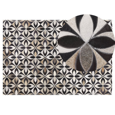 Cowhide Area Rug 140 x 200 cm Multicolour ISHAN