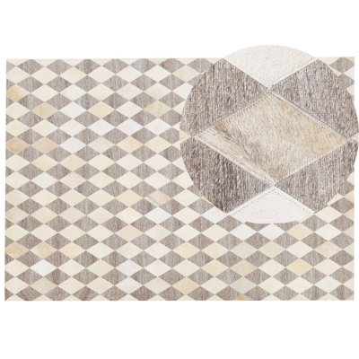 Cowhide Area Rug 160 x 230 cm Beige and Brown SESLICE