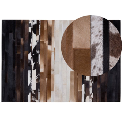 Cowhide Area Rug 160 x 230 cm Black and Beige DALYAN