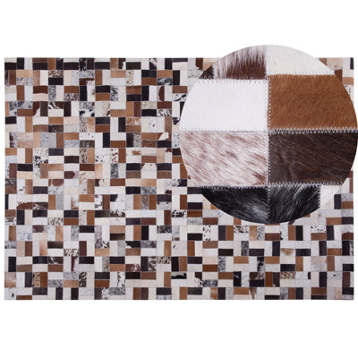 Cowhide Area Rug 160 x 230 cm Brown and Beige CESME