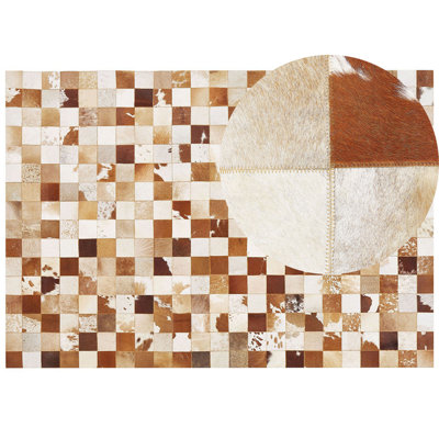 Cowhide Area Rug 160 x 230 cm Brown and White CAMILI