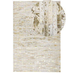 Cowhide Area Rug 160 x 230 cm Gold and Beige TOKUL