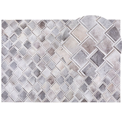 Cowhide Area Rug 160 x 230 cm Grey AGACLI