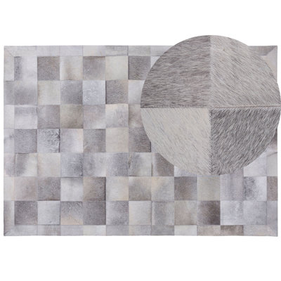 Cowhide Area Rug 160 x 230 cm Grey ALACAM