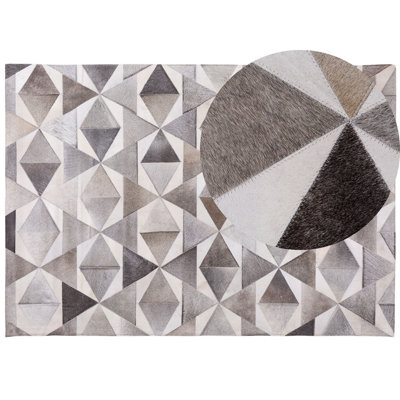 Cowhide Area Rug 160 x 230 cm Grey ALAKA