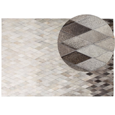 Cowhide Area Rug 160 x 230 cm White and Grey MALDAN