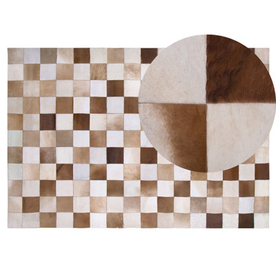 Cowhide Area Rug Brown and Beige 140 x 200 cm SOLMAZ