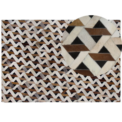 Cowhide Area Rug Brown and Grey 160 x 230 cm TUGLU