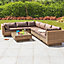 Cozy Bay Chicago Rattan 6 Seater Deluxe Modular Lounge Set in 4 Seasons with Brown Cushions