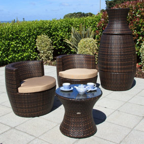 Cozy Bay Provence Rattan 2 Seater Round Tea For Two Set in Cappuccino