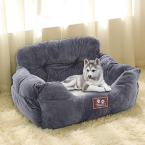 Cozy Dog Cat Animal Bed Car Seat Bed with Storage Pocket and Adjustable Strap
