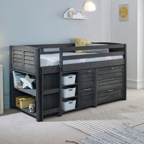 Cozy Grey Mid Sleeper with Ladder on the Left