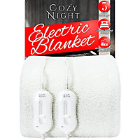 Cozy Night King Size Electric Blanket Heated with 3 Heat Settings - Quick Fit Underblanket - Fleece Material Machine Washable