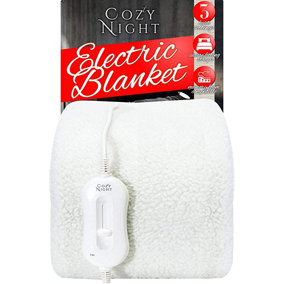 Cozy Night Single Size Electric Blanket Heated with 3 Heat Settings - Quick Fit Underblanket - Fleece Material Machine Washable