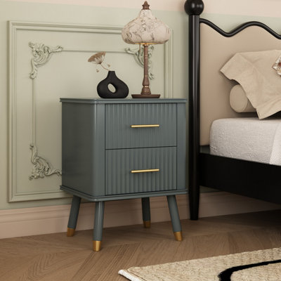 Cozzano 2 Drawer Grey Bedside Table DIY at B&Q