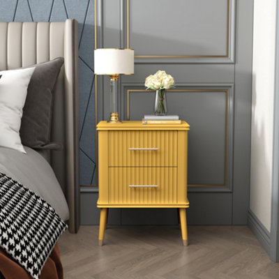 Cozzano 2 Drawer Mustard Bedside Table