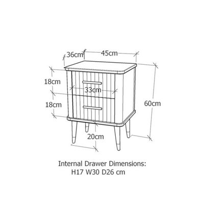 Cozzano 2 Drawer White Bedside Table