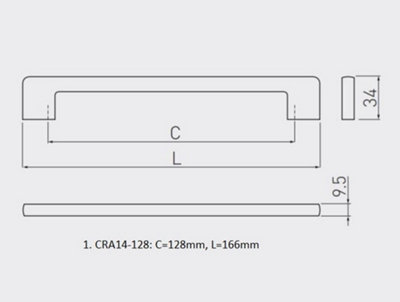 CRA14 - cabinet door handle - 128mm, chrome